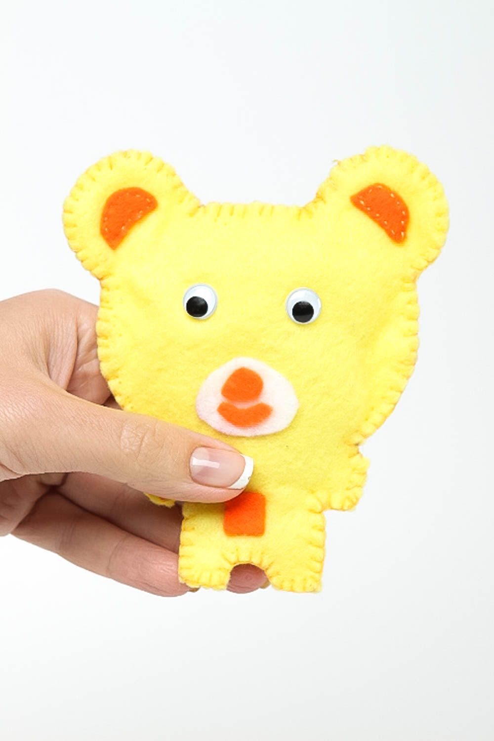 Игрушка ручной работы игрушка мишка желтый маленький игрушка из ткани для декора фото 5