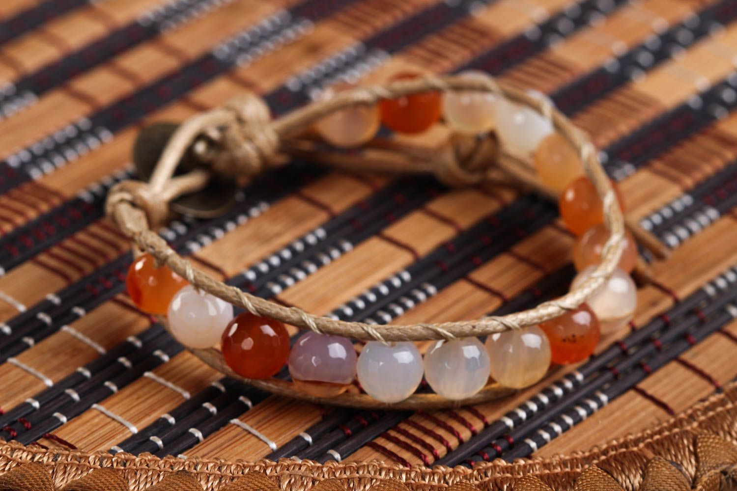 Agate bracelet handmade woven bracelet with natural stones fashion bracelet  photo 1