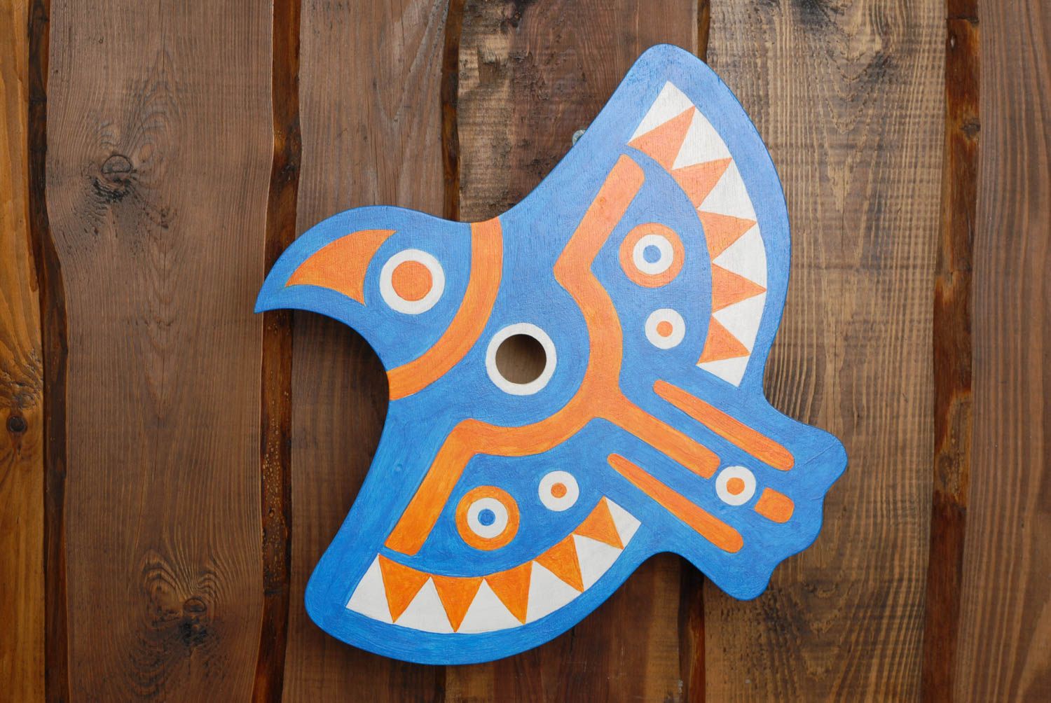 Painted wooden birdhouse in the shape of bird photo 3
