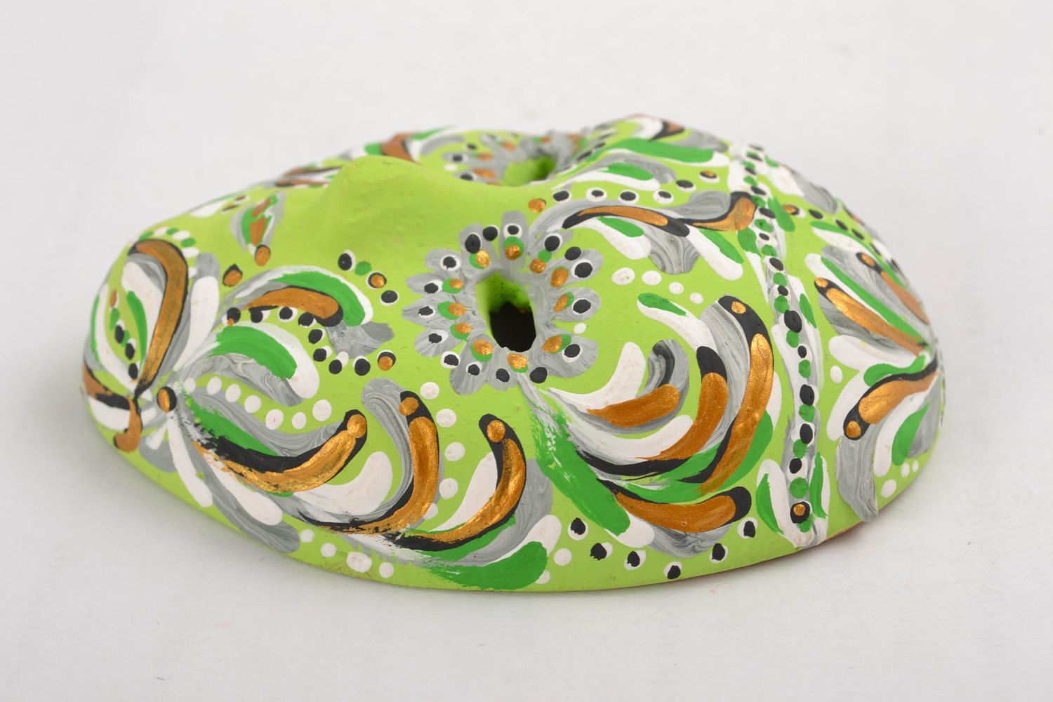 Магнит на холодильник в виде карнавальной маски в зеленой цветовой гамме фото 3