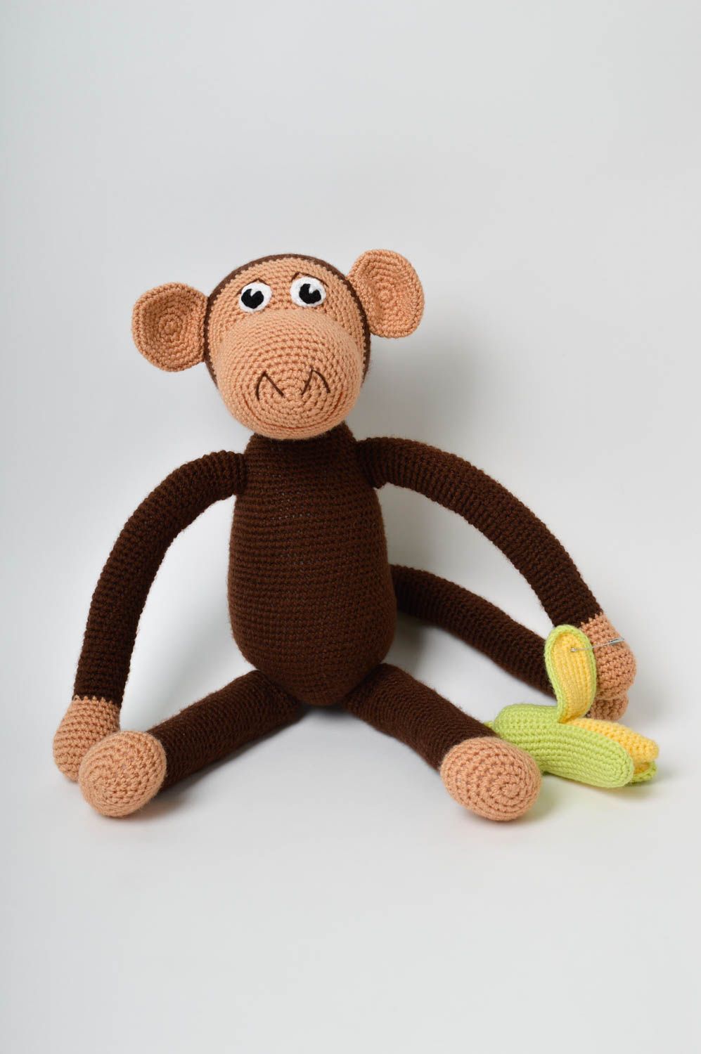 Детская игрушка ручной работы игрушка животное вязаная игрушка обезьянка  фото 2