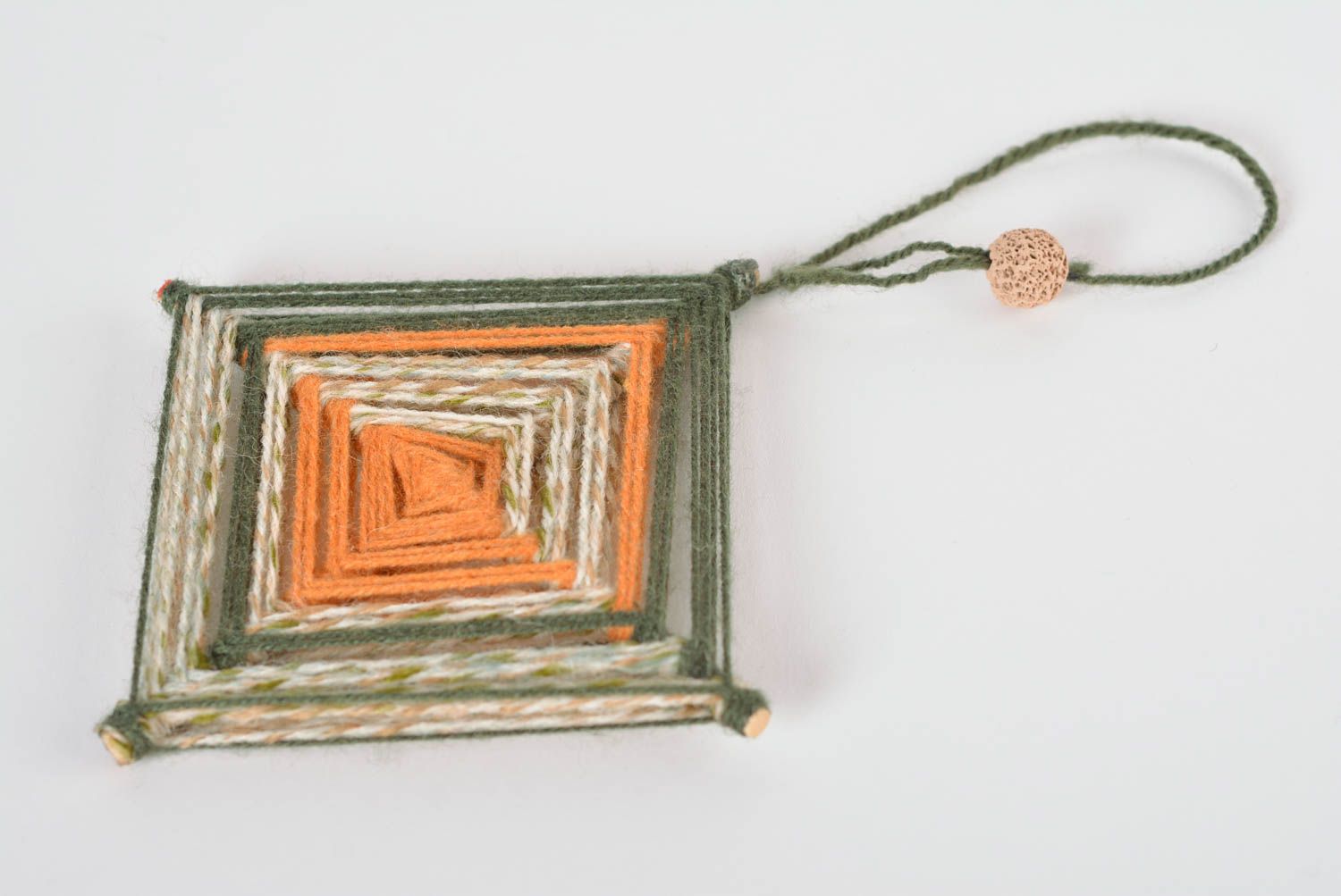 Orange graues Wand Mandala handmade Deko Hänger Wohn Accessoire aus Holz grell foto 3