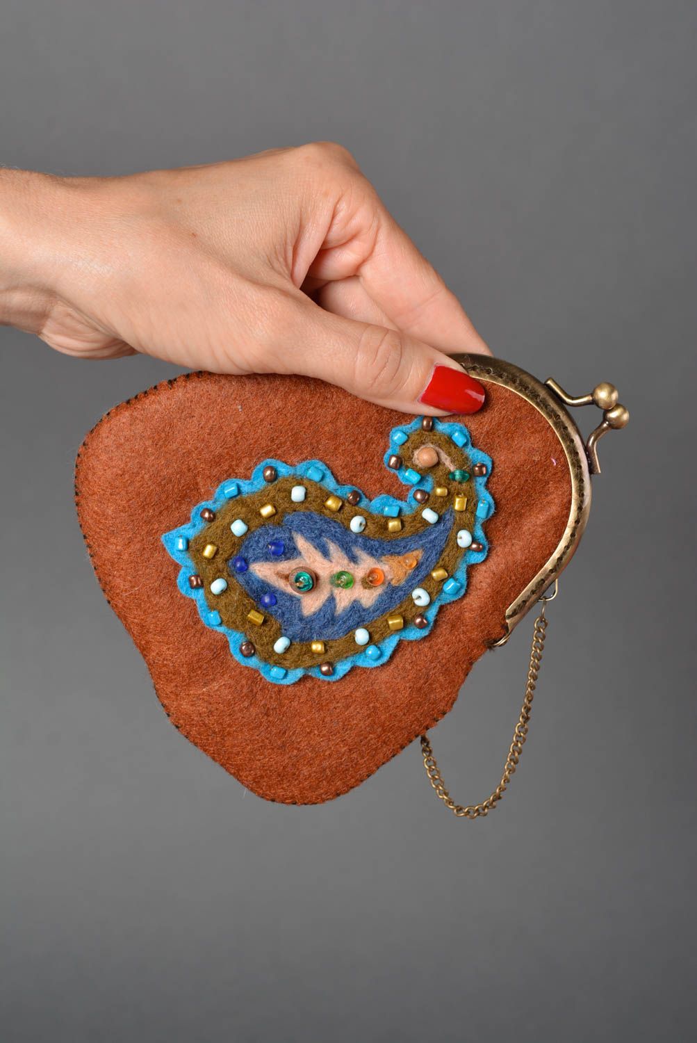 Kleine Geldbörse für Damen handmade modische Damentasche Geldbeutel Damen braun foto 2