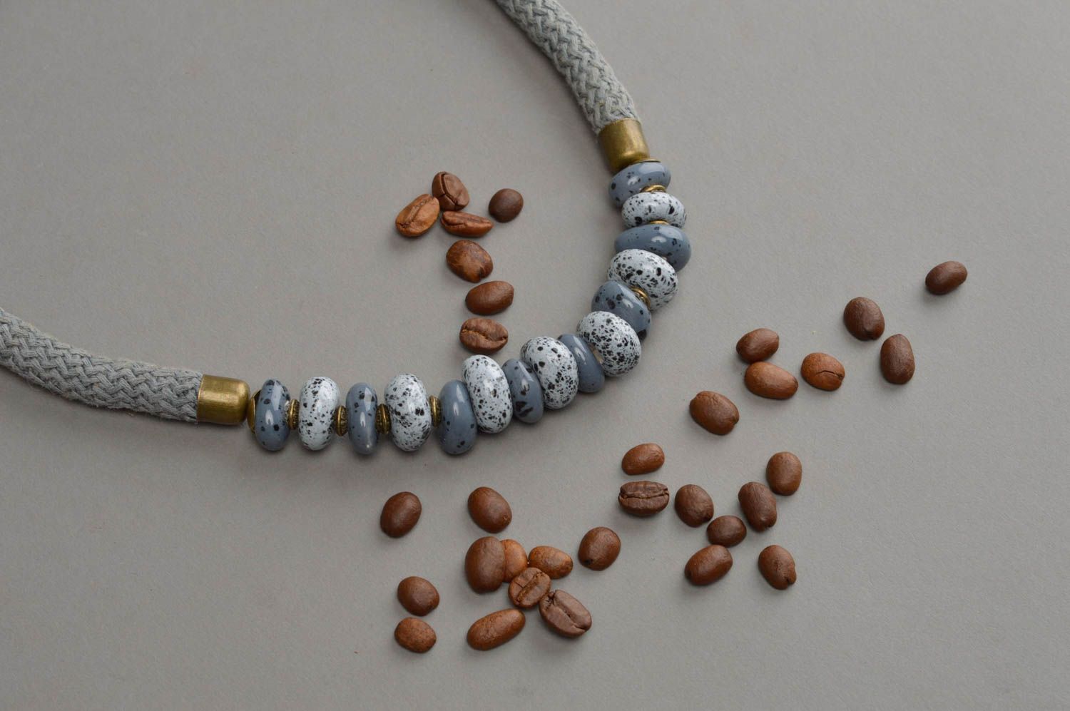 Handmade stylish necklace ceramic designer accessories jewelry in ethnic style photo 1