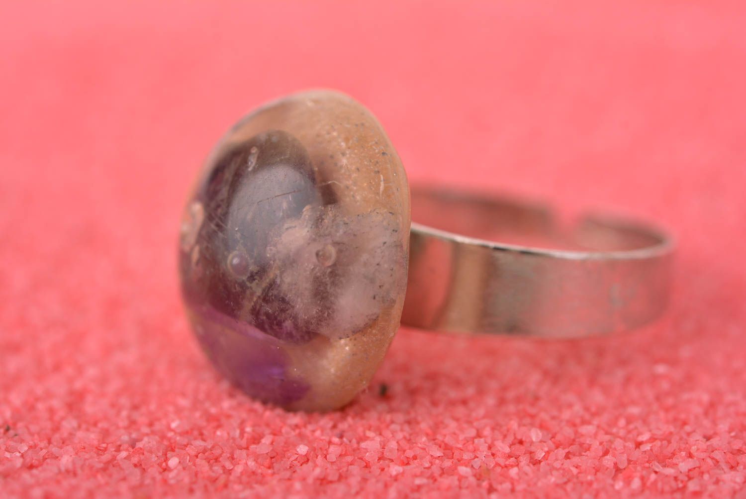 Кольцо ручной работы кольцо из эпоксидной смолы женское кольцо с яшмой фото 2