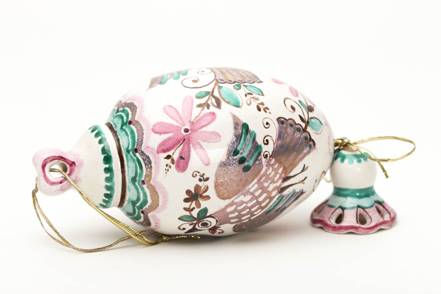 Колокольчик ручной работы глиняное пасхальное яйцо оригинальный декор для дома фото 3
