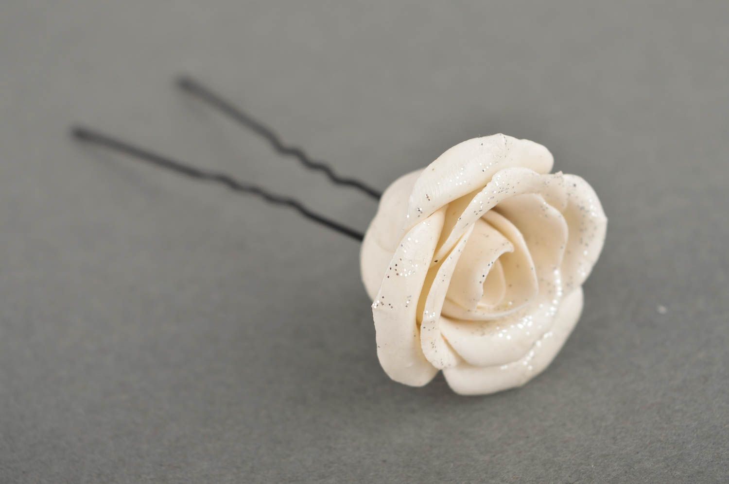 Zarte Blume Haarnadel handgemachter Schmuck Haar Accessoire weiße Rose foto 3