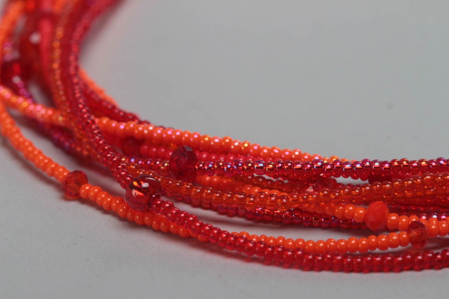 Bright red handmade designer children's beaded necklace beautiful photo 3