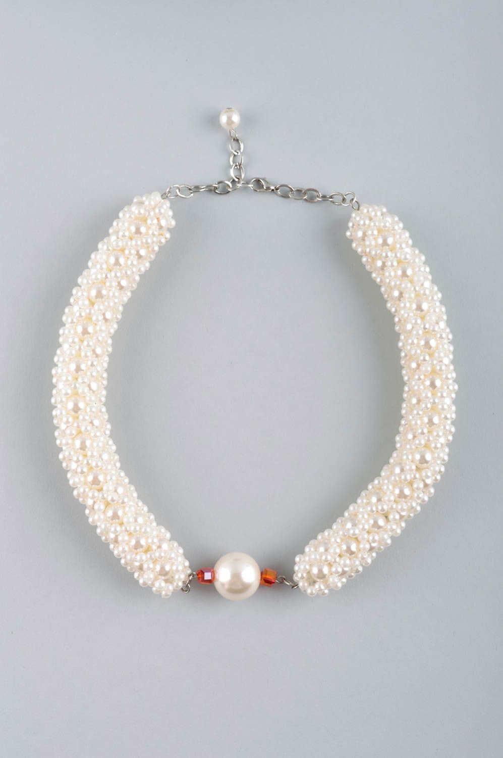 Collier blanc Bijou fait main en perles de rocaille élégant Cadeau femme photo 3