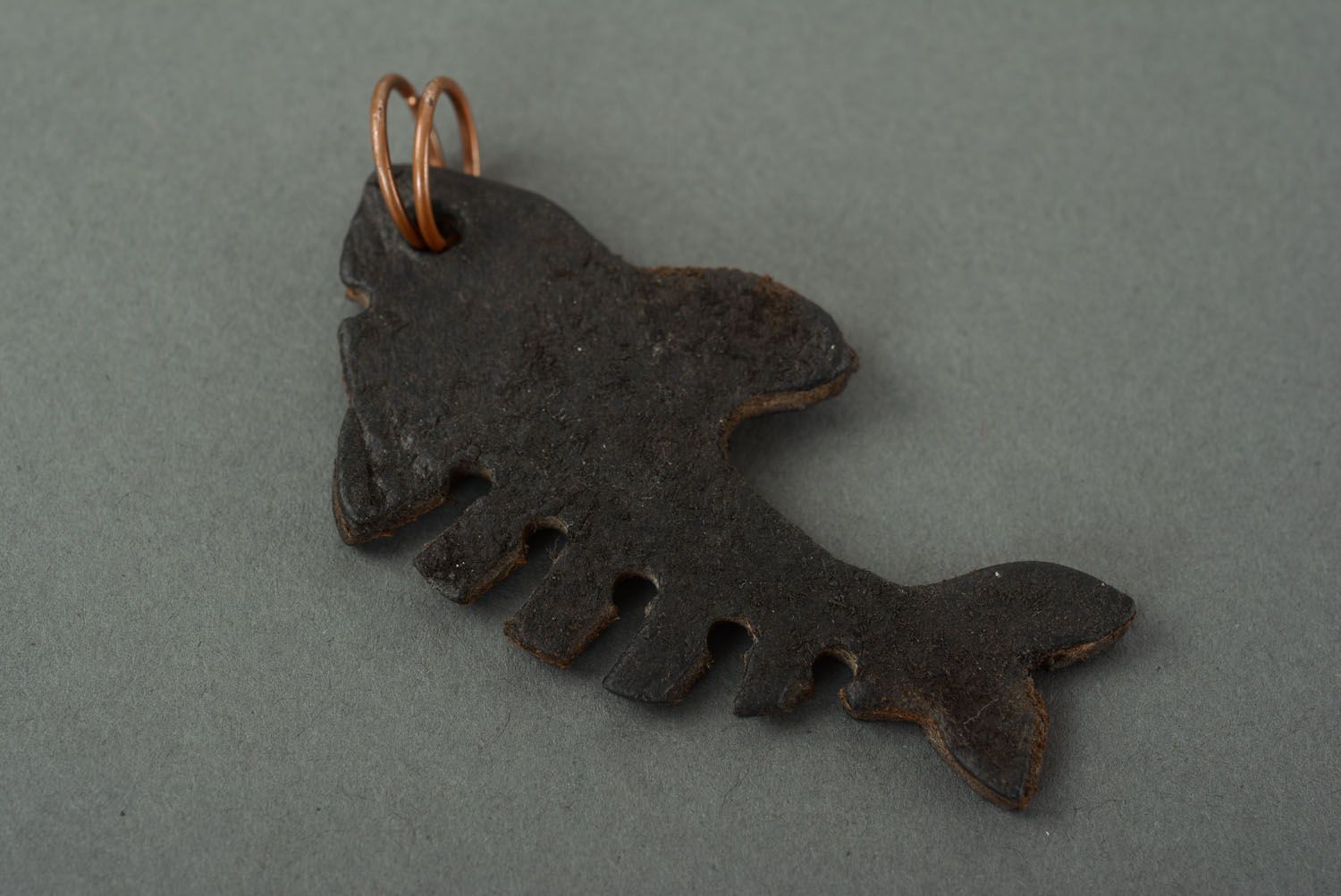 Leather keychain in the shape of shark photo 5