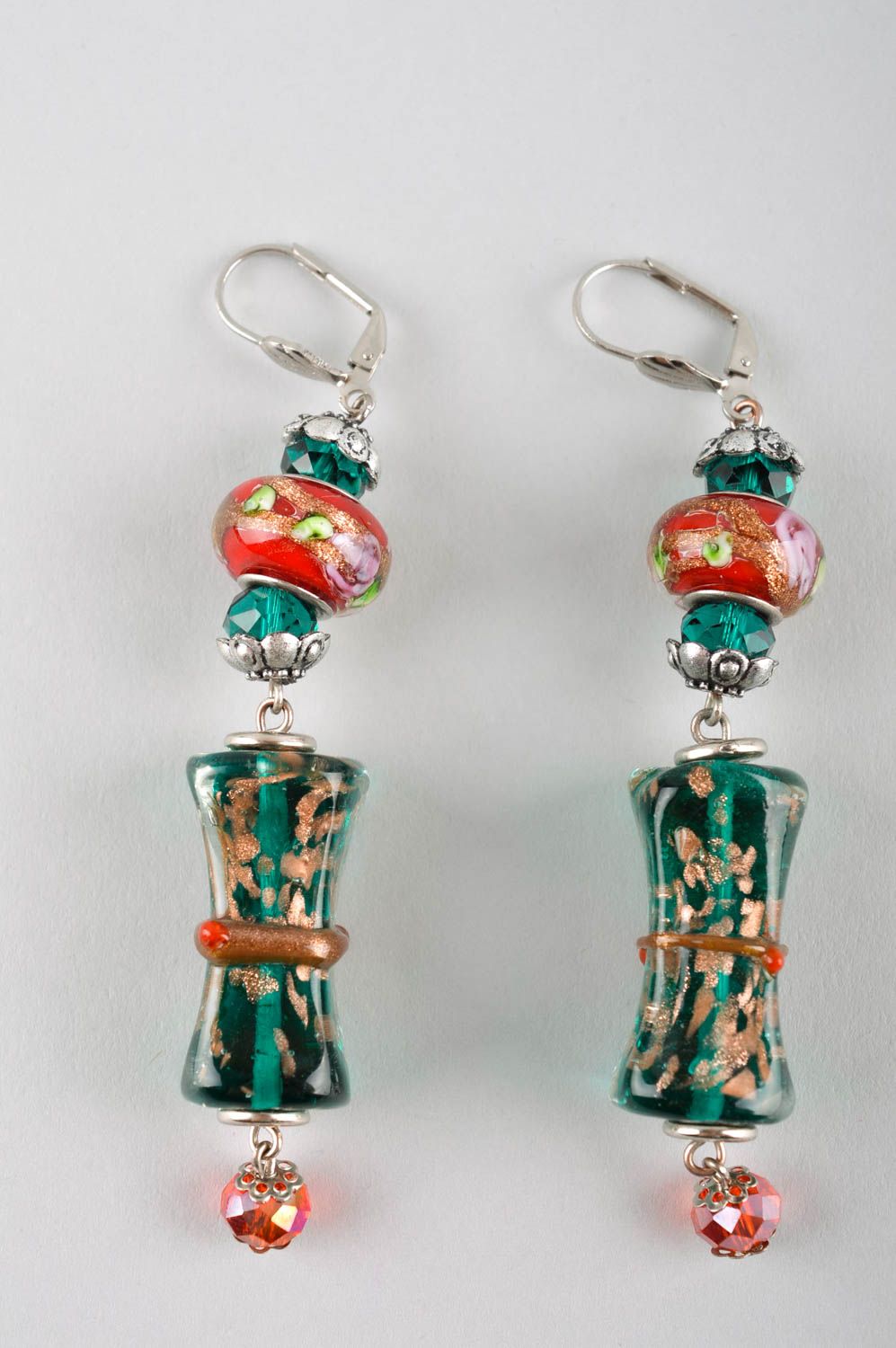 Lange handgemachte Ohrringe Künstler Schmuck aus Glas Juwelier Modeschmuck foto 3