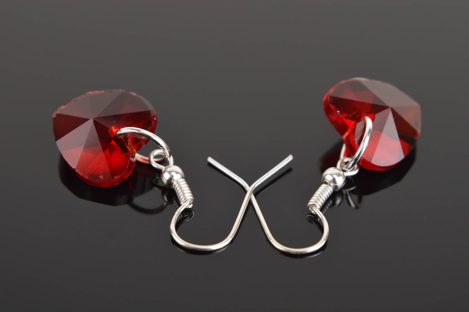 Ohrringe aus Glas handgemachter Schmuck Modeschmuck Ohrhänger schön in Rot  foto 5