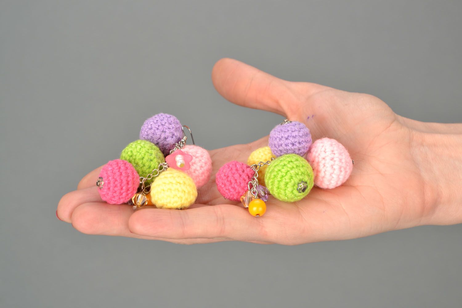 Long crochet earrings Caramel photo 2