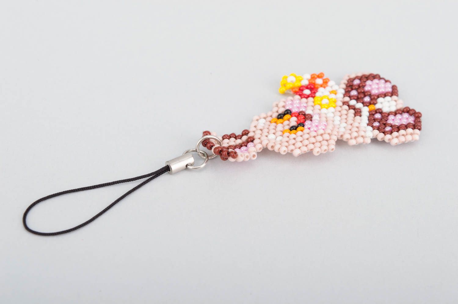 Porte-clés lapin rose fait main en perles de rocaille Accessoire design photo 5
