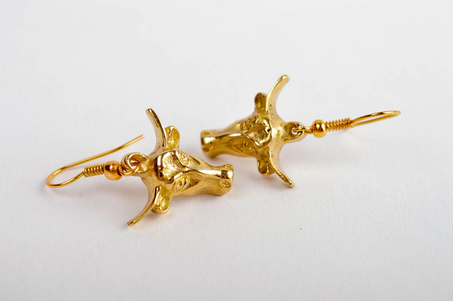 Lange Ohrhänger handmade goldfarbig Metall Schmuck lang Ohrringe für Damen foto 5
