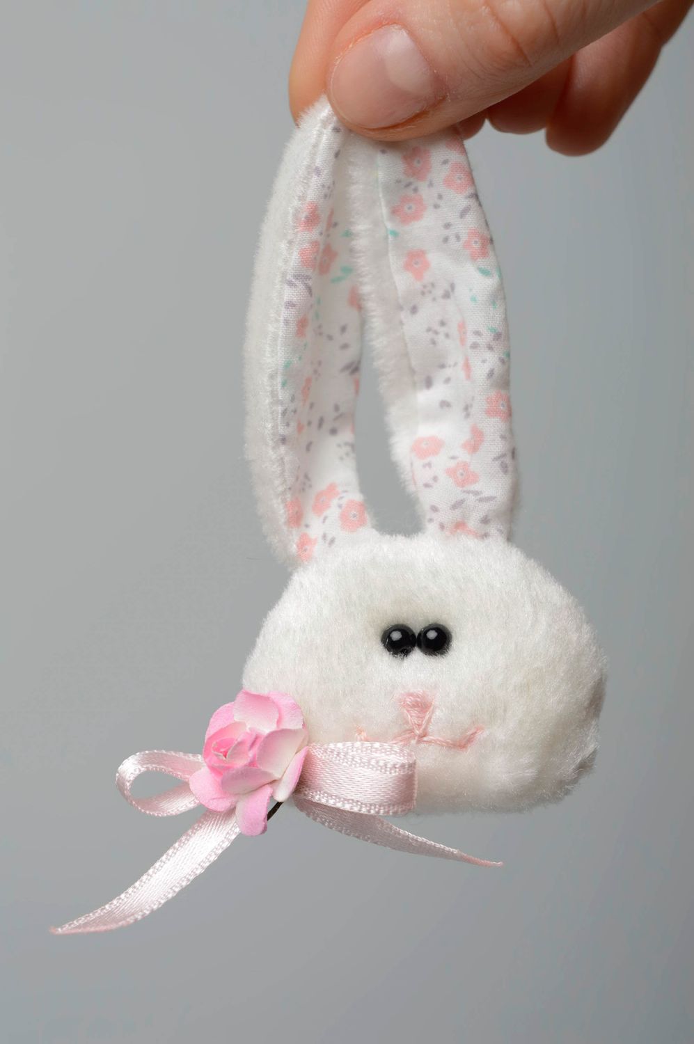 Handmade fabric brooch Rabbit photo 2