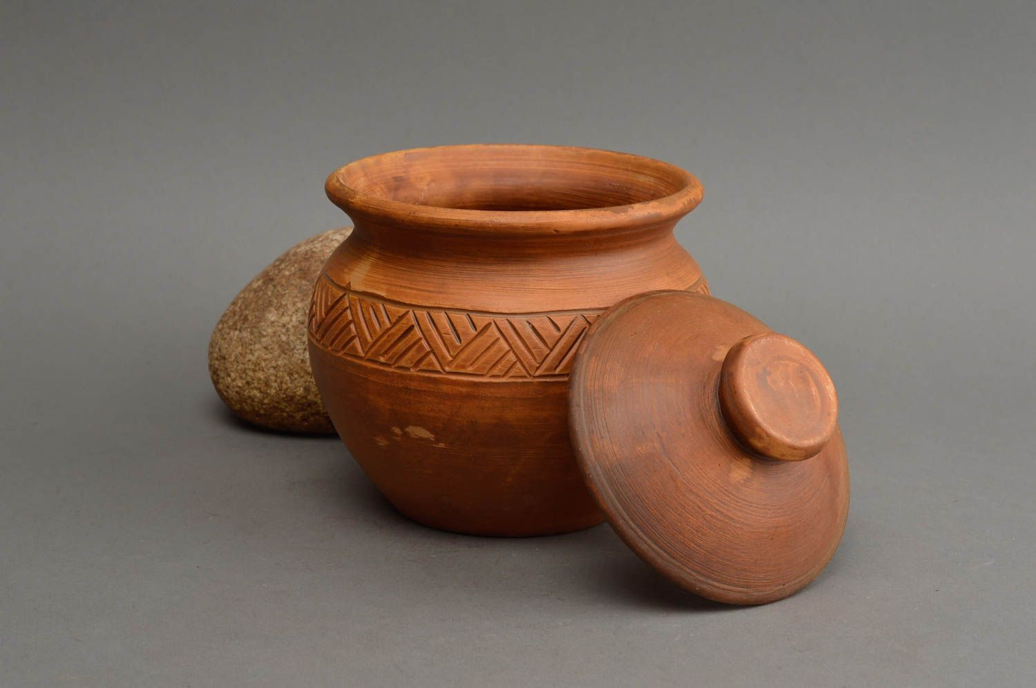 Pot à sucre en argile fait main poterie originale avec couvercle ethnique photo 1
