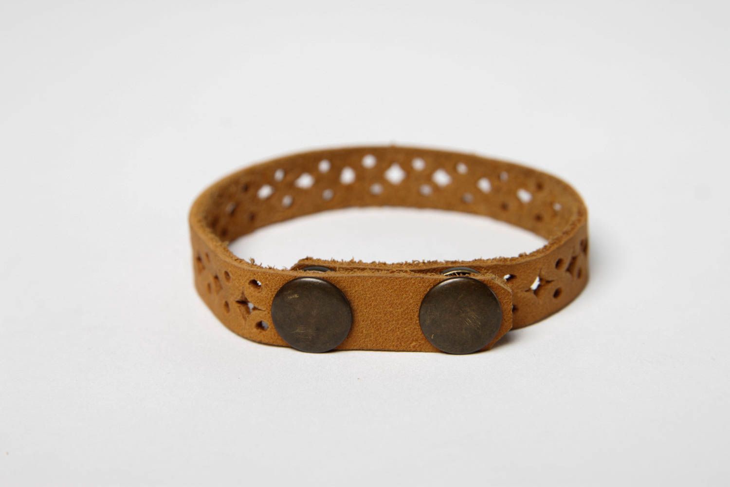 Unusual handmade leather bracelet leather goods unisex jewelry handmade gifts photo 5
