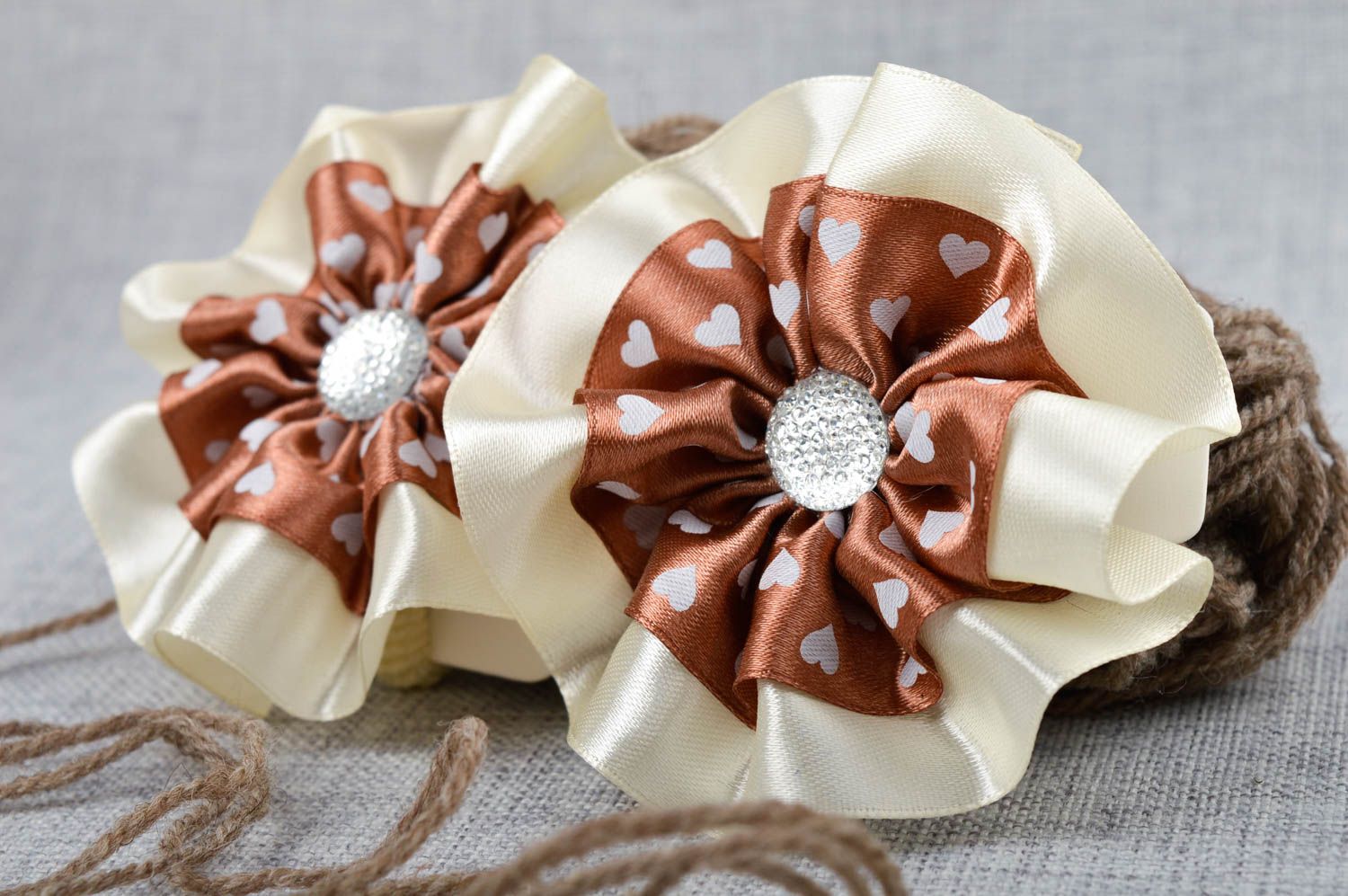 Stylish handmade textile scrunchy flower scrunchie childrens hair tie 2 pieces photo 1