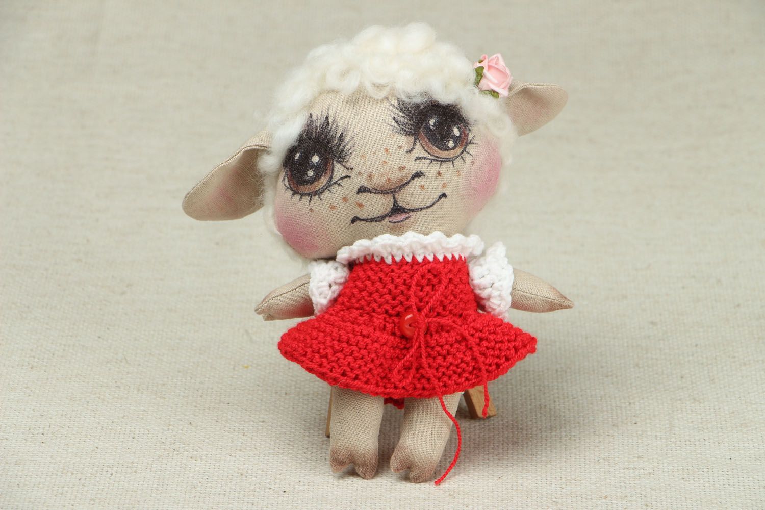 Текстильная игрушка овечка фото 1