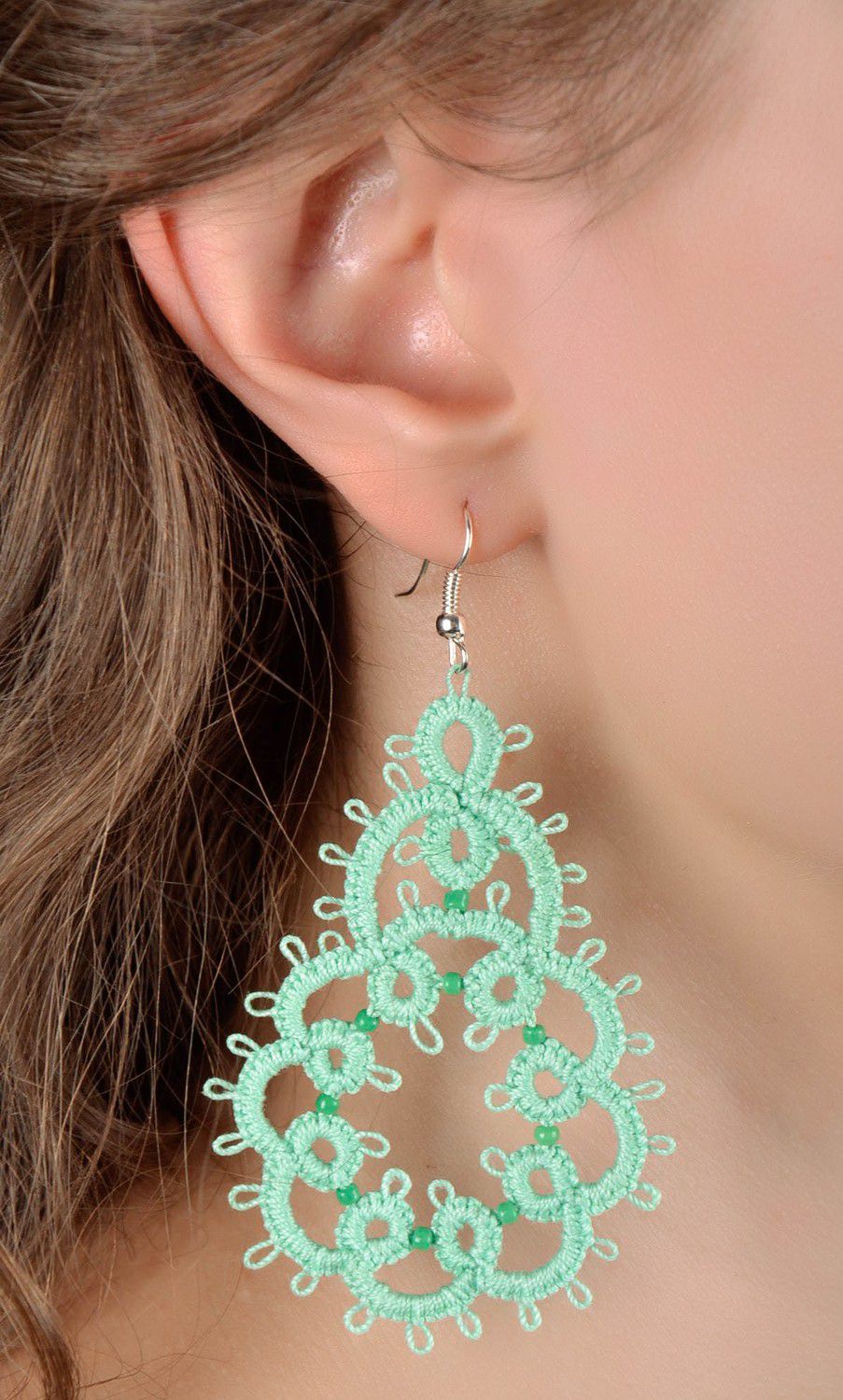 Schöne Ohrringe aus Schiffchenspitze, handmade foto 5