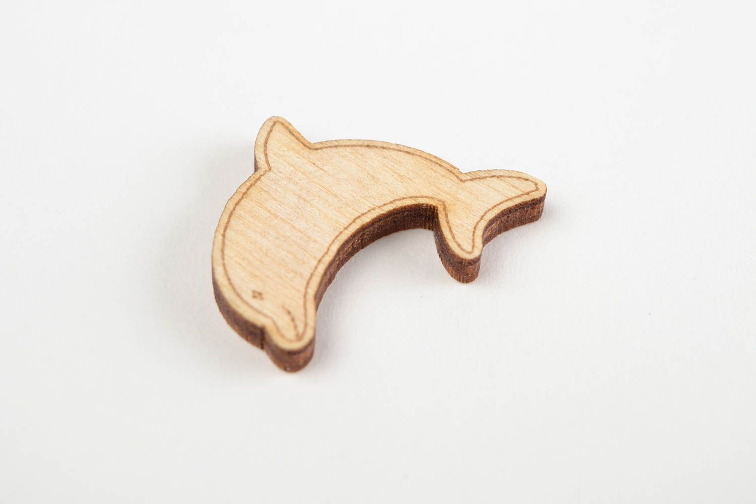 Handgemachte Miniatur Figur kleine Figur zum Bemalen Holz Rohling Delfin  foto 3