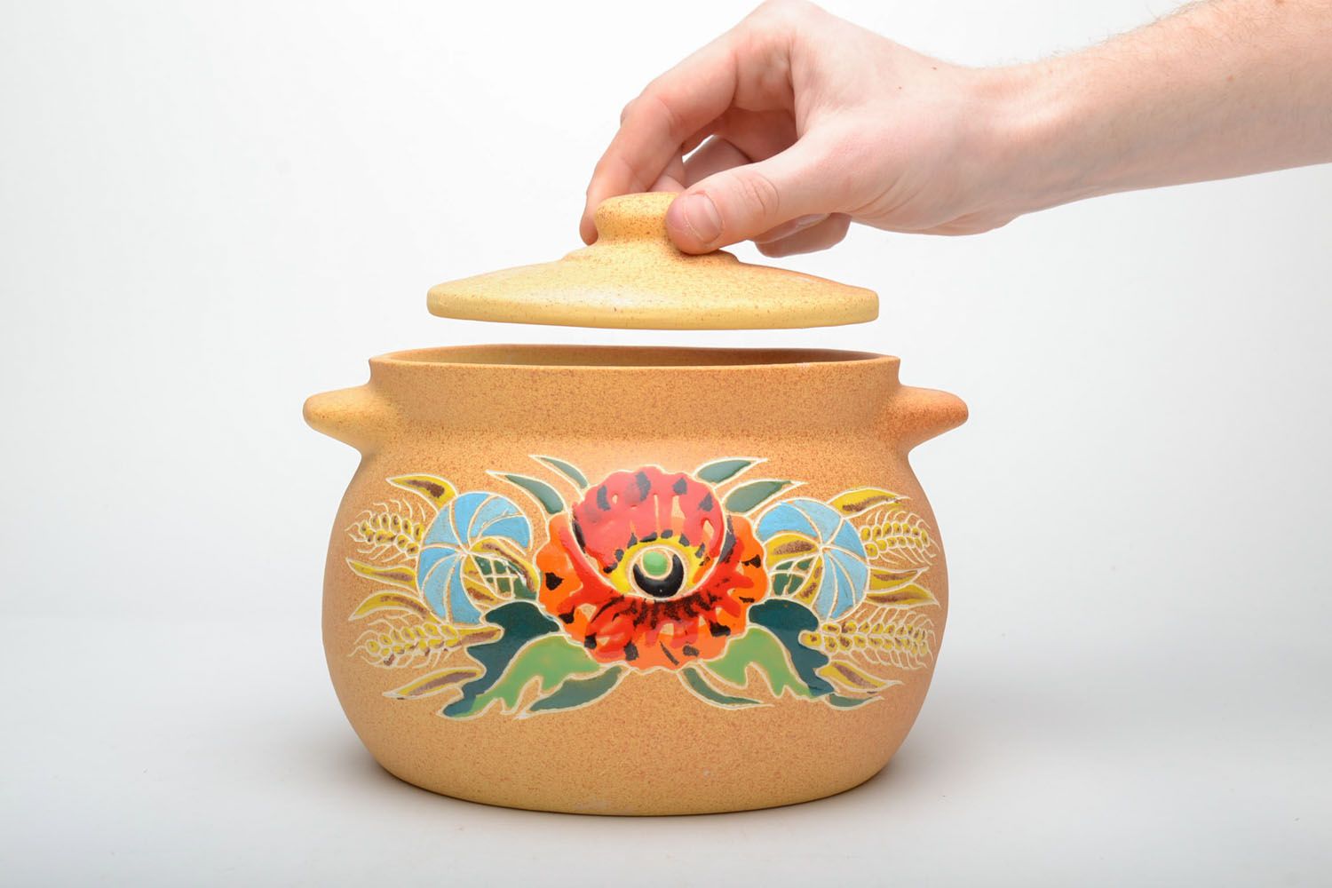 Pot de cuisine en argile fait main original soupière vaisselle avec ornement photo 5