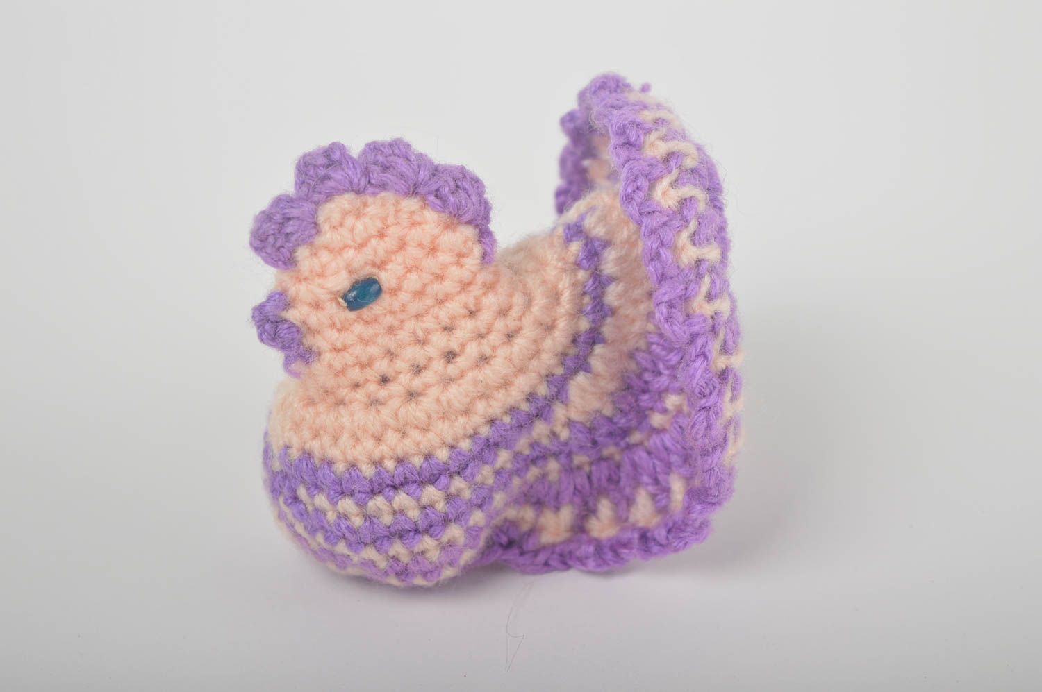 Peluche poule Jouet fait main tricoté en fils acryliques déco Cadeau original photo 2