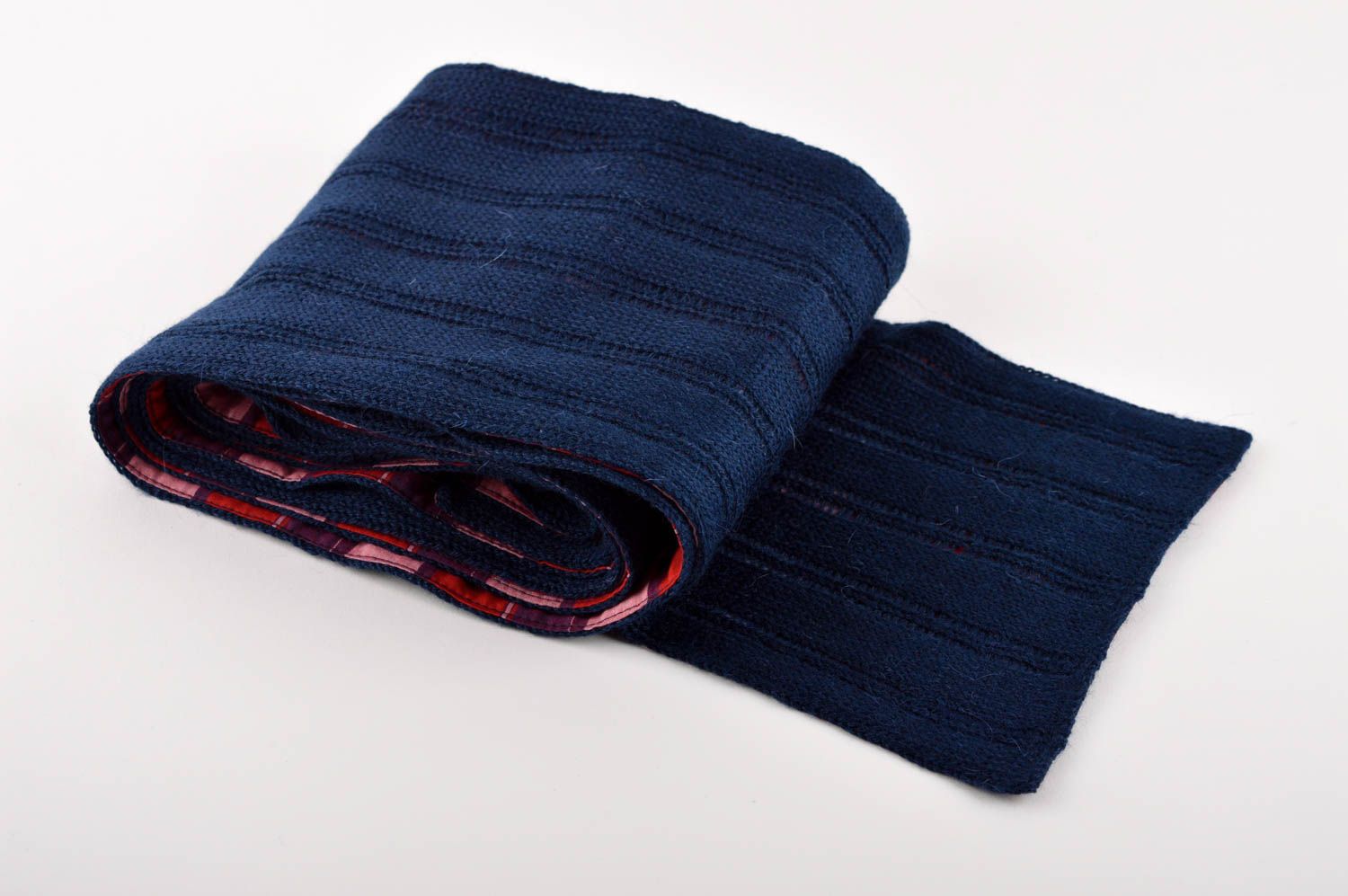 Шарф ручной работы шарф на шею синий двухсторонний мужской шарф в клеточку фото 1