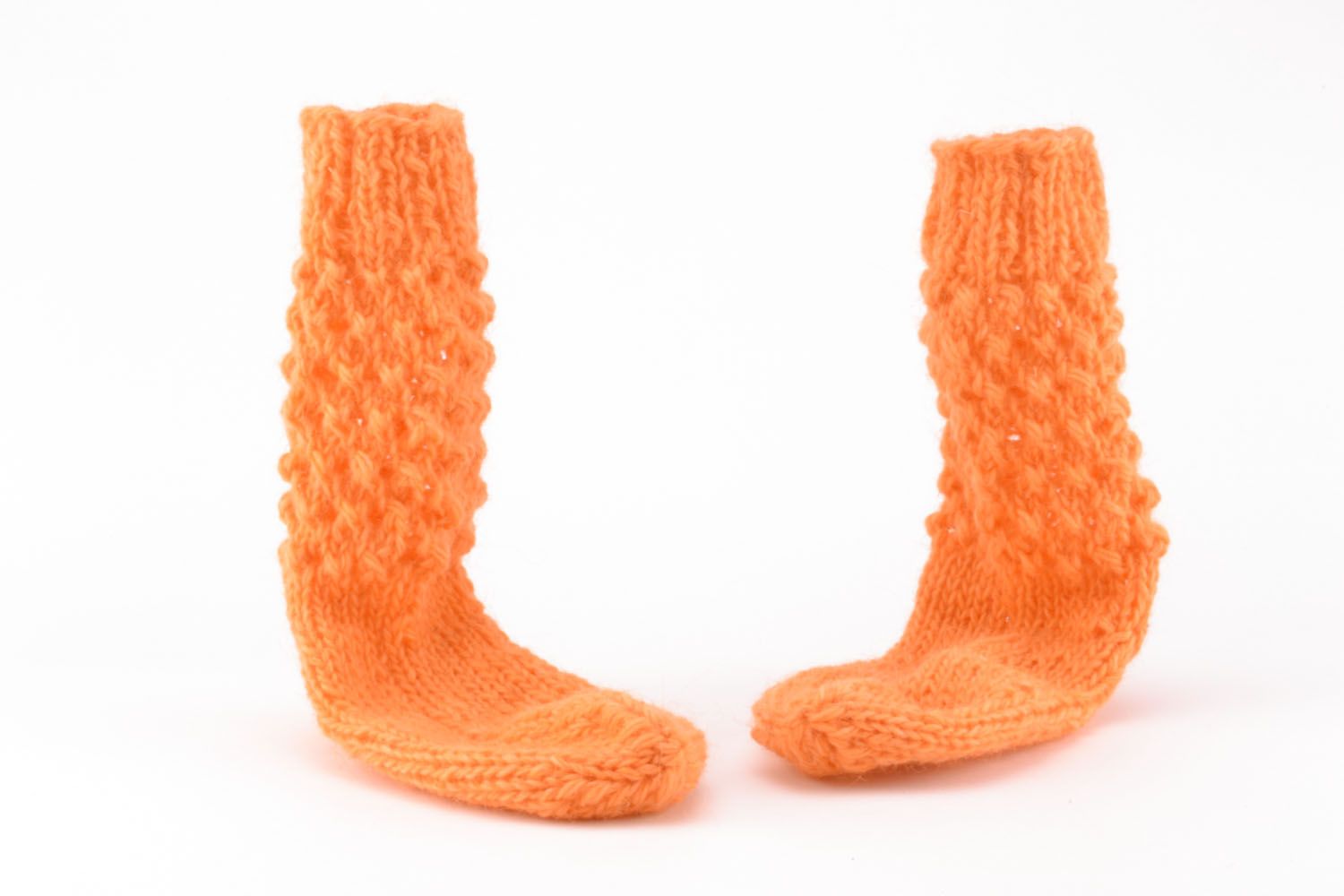 Chaussettes tricotées laine oranges originales photo 5