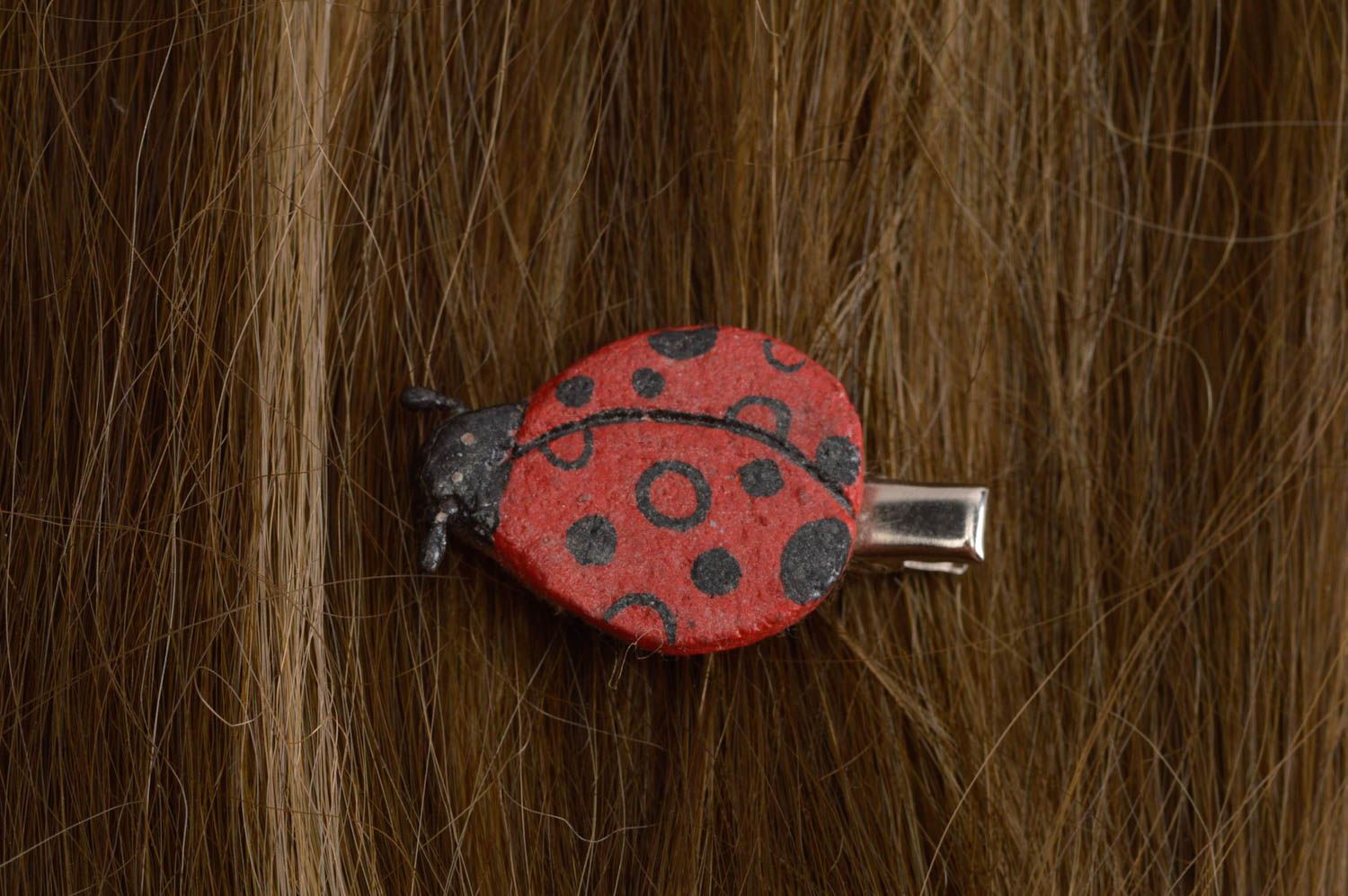 Handgefertigt Haar Spange Porzellan Schmuck Haar Accessoire in Rot Schwarz foto 1