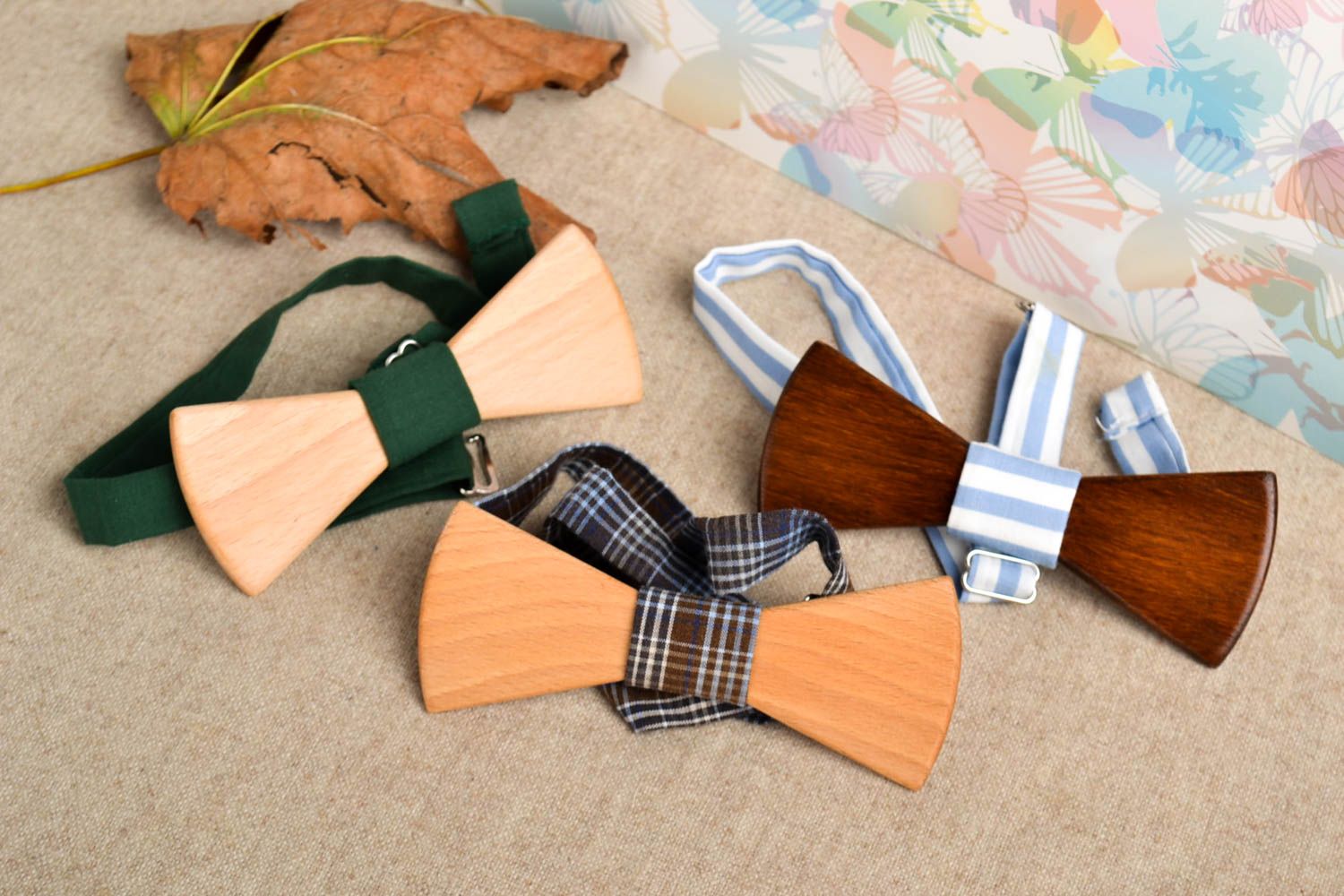 Handmade designer bow ties 3 wooden unusual bow ties male accessories photo 1