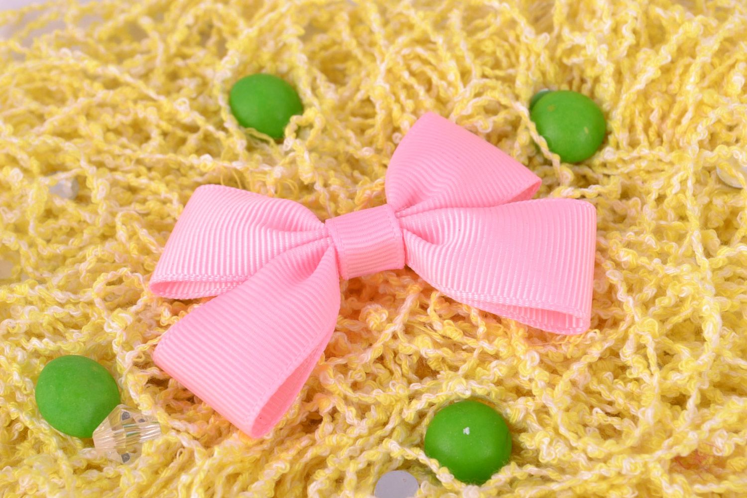 Handmade beautiful stylish pink ribbon bow for hairstyles or brooches hair accessories photo 1