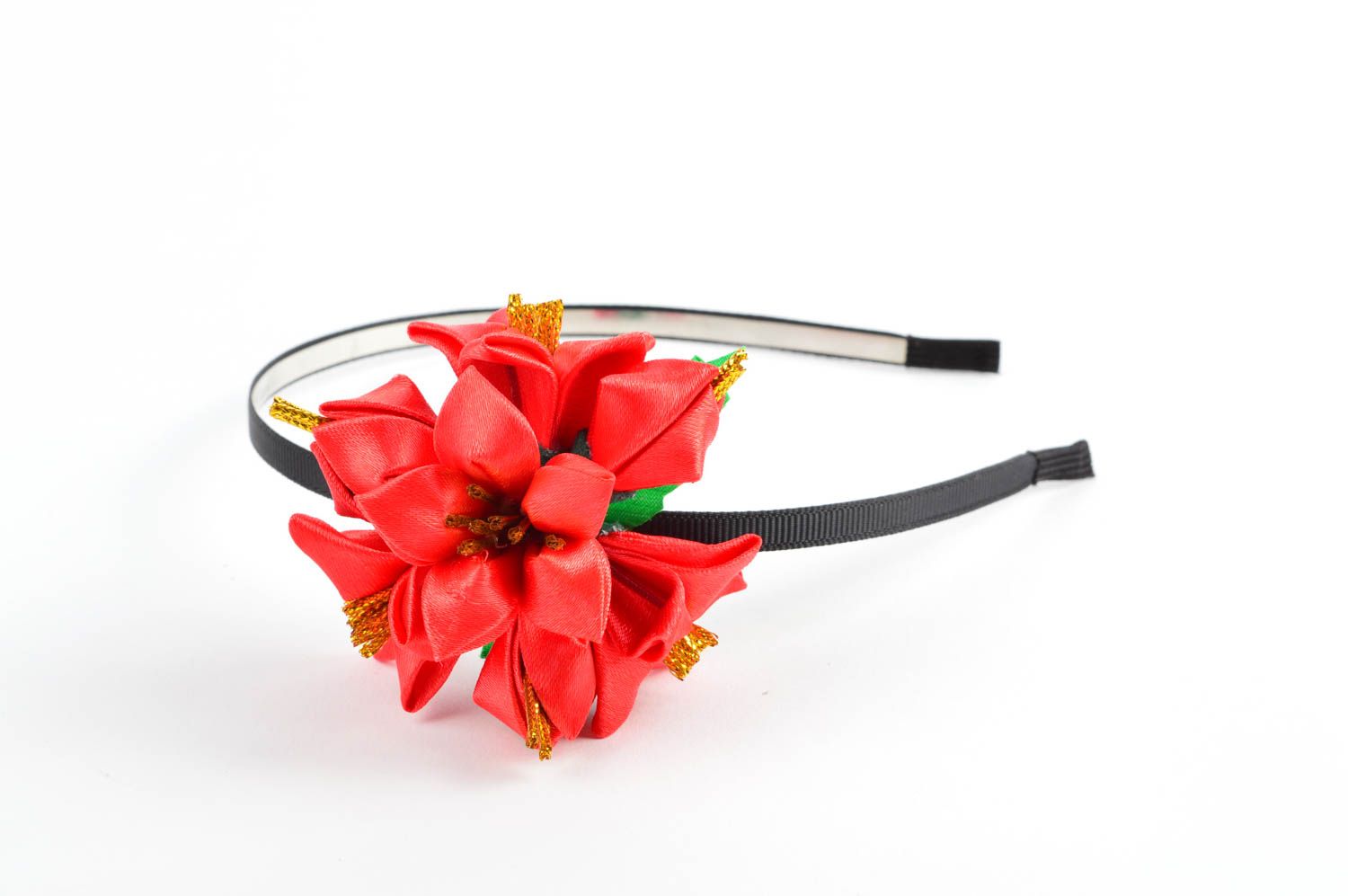 Serre-tête fleur fait main Accessoire cheveux rouge original Cadeau pour femme photo 1
