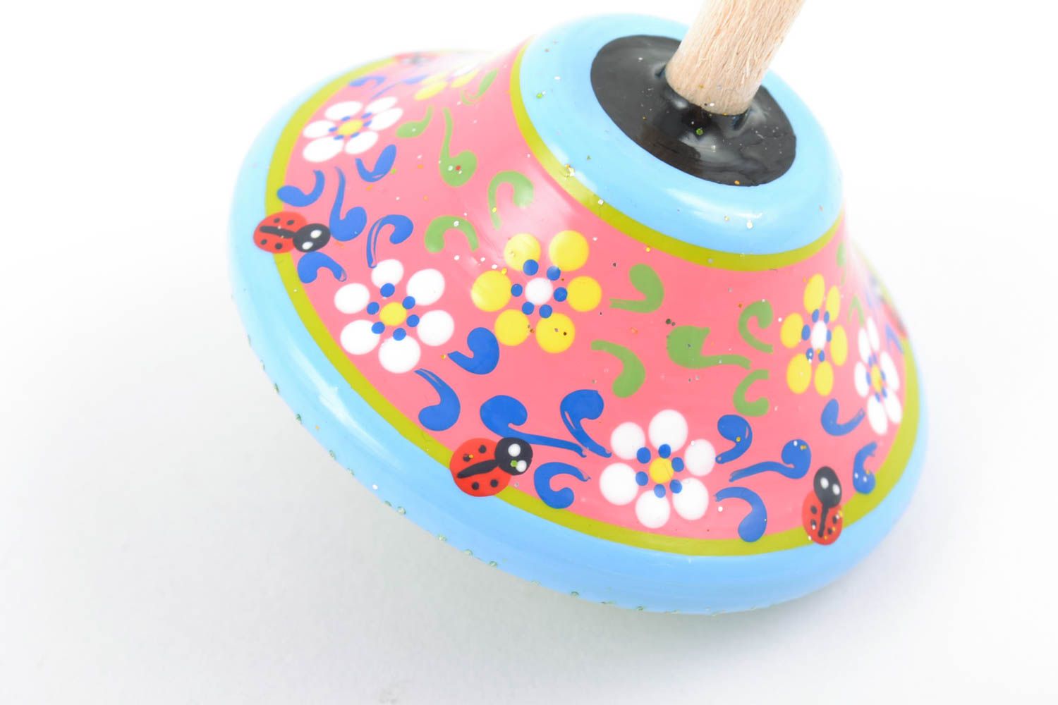 Eco friendly beautiful handmade wooden toy spinning top for children photo 5