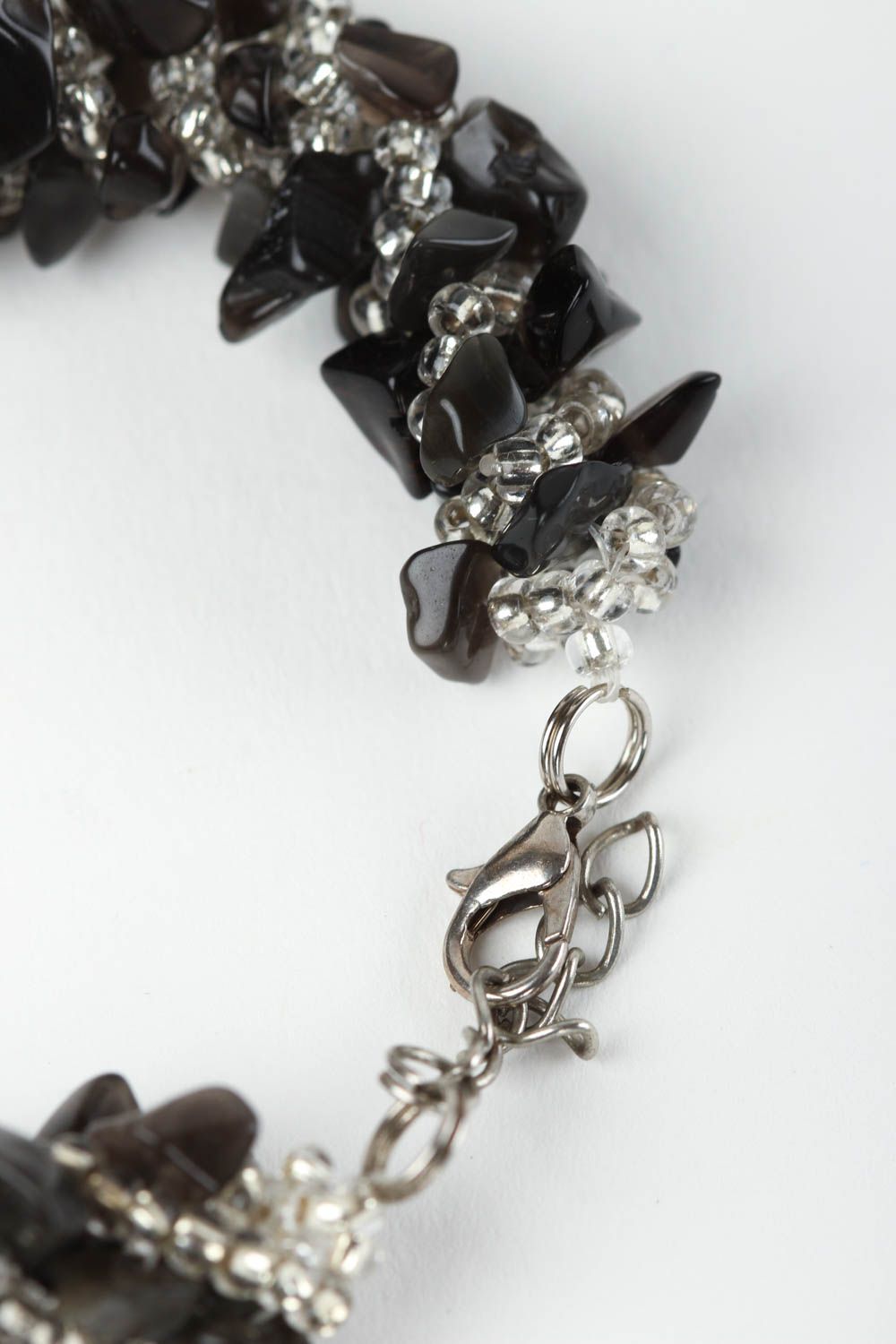 Bracelet perles rocaille Bijou fait main agate noire Accessoire femme design photo 4