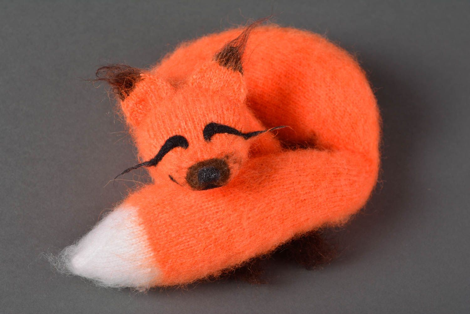 Peluche renard roux Jouet tricot fait main en laine Cadeau pour enfant photo 1