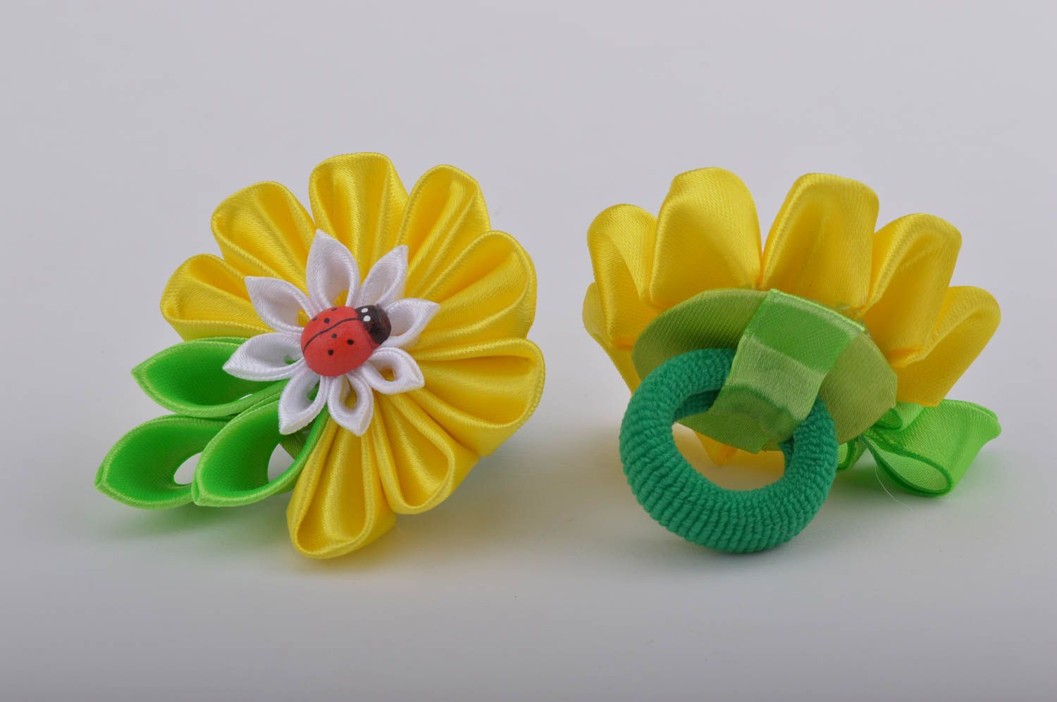 Unusual handmade flower scrunchies hair scrunchie for kids 2 pieces gift ideas photo 2