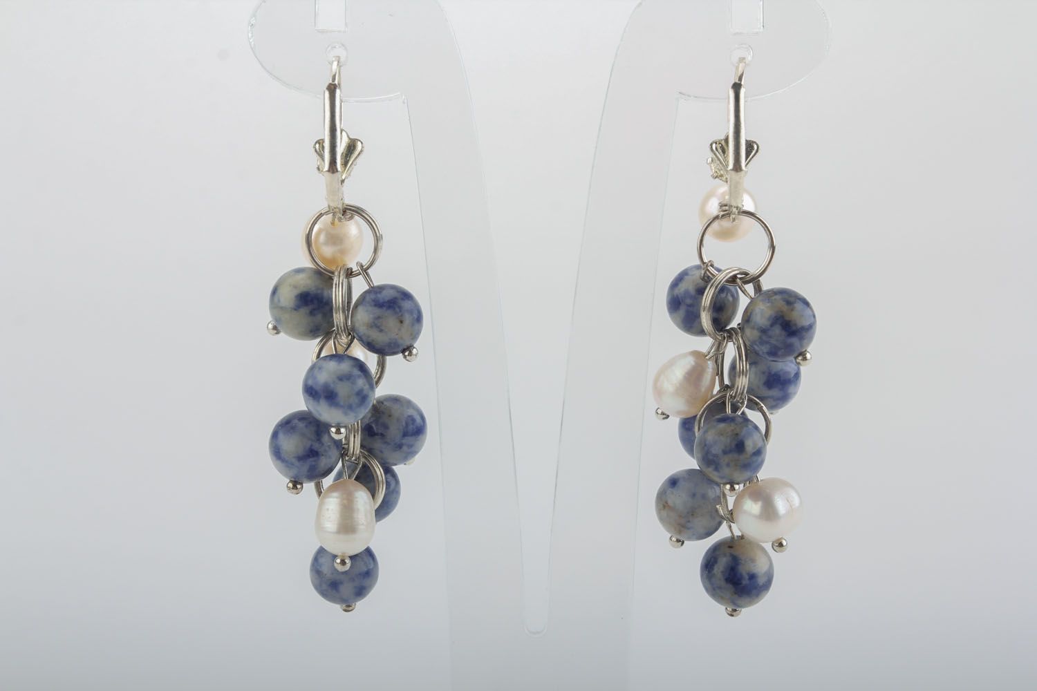 Earrings with natural stone charms photo 1