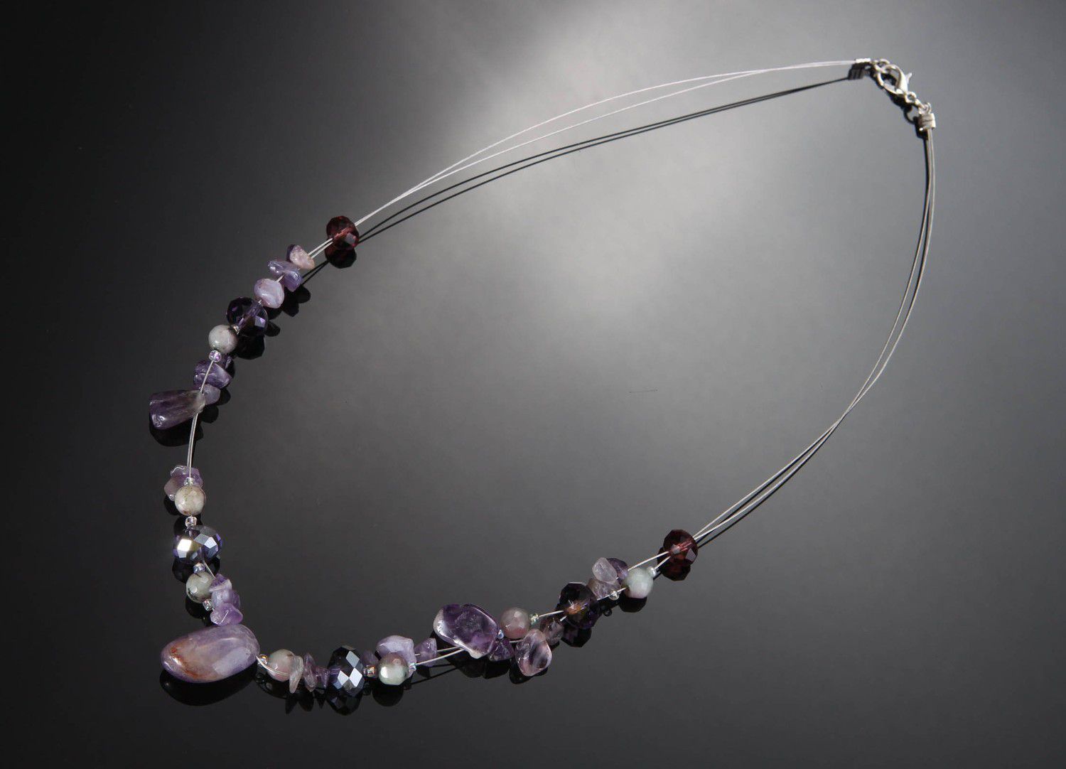 Necklace made of agate, amethyst photo 2