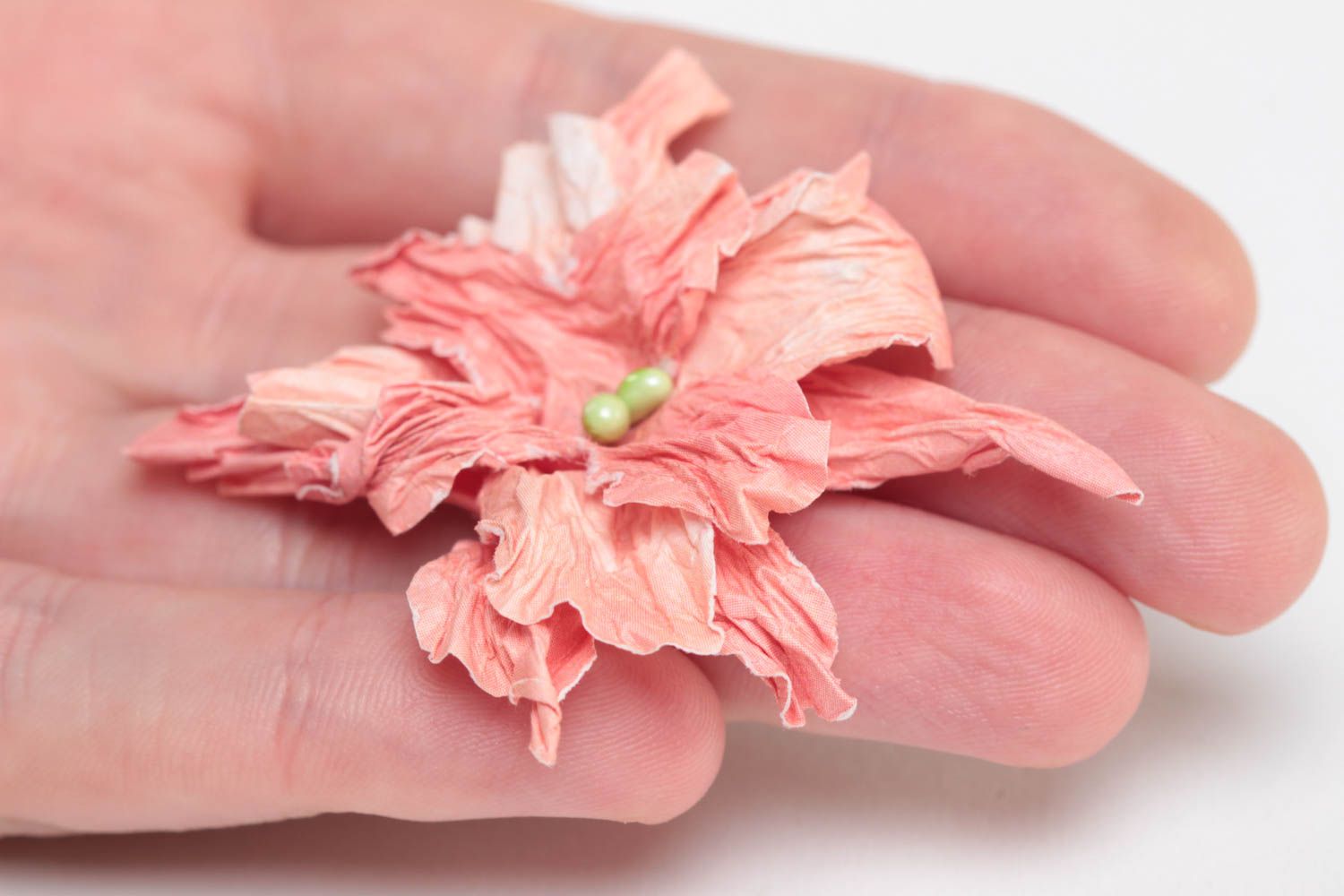 Handmade pink artificial paper flower painted with watercolors scrapbooking photo 5
