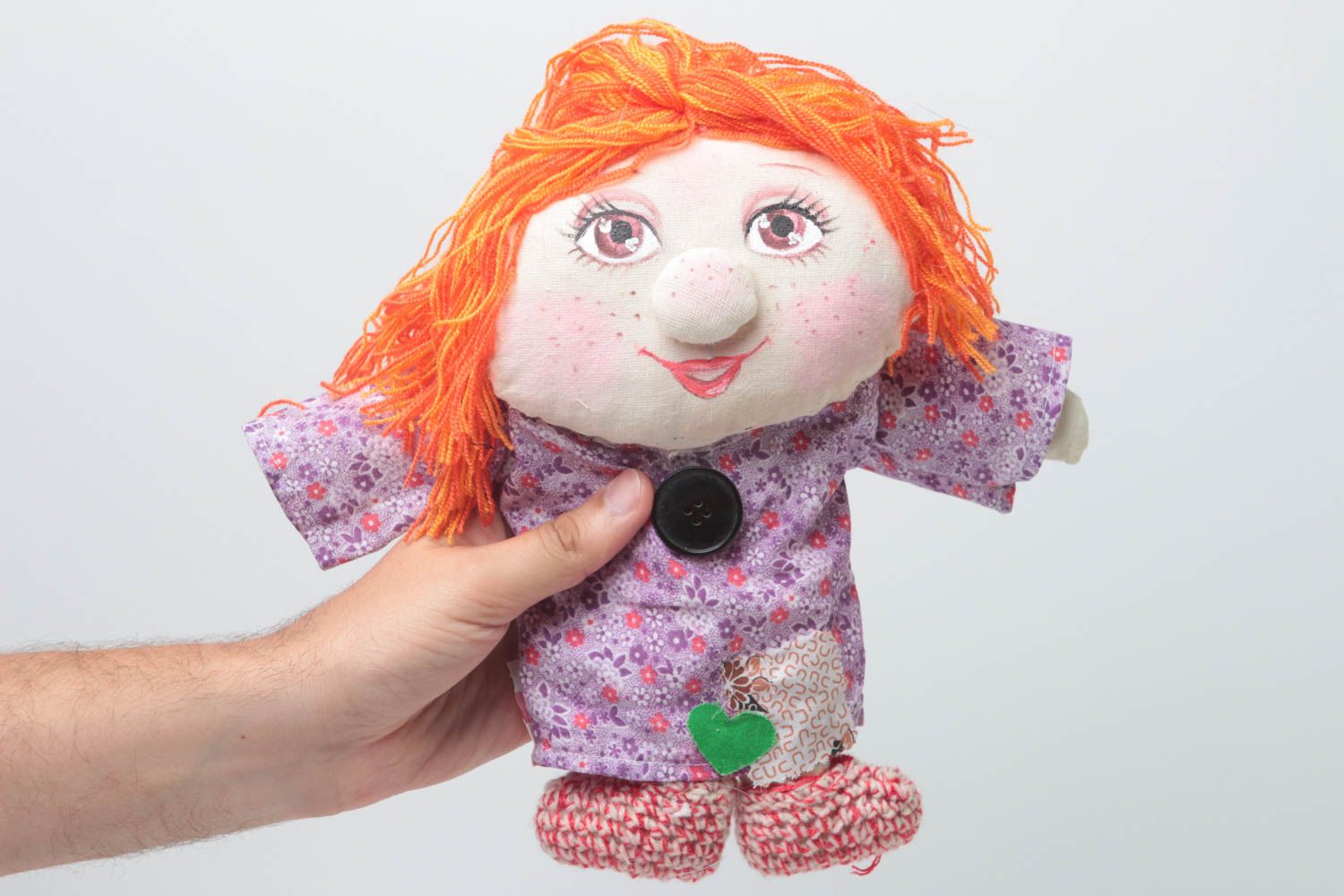 Смешная текстильная кукла домовенок из бязи авторская игрушка ручной работы фото 4
