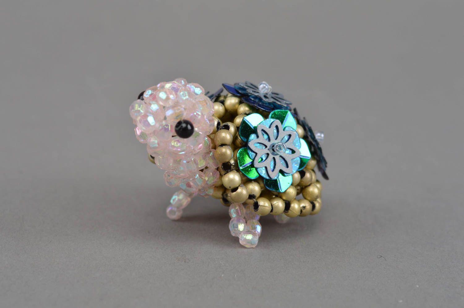 Mini Figurine aus Glasperlen Schildkröte klein schön hübsch handgefertigt grell foto 2