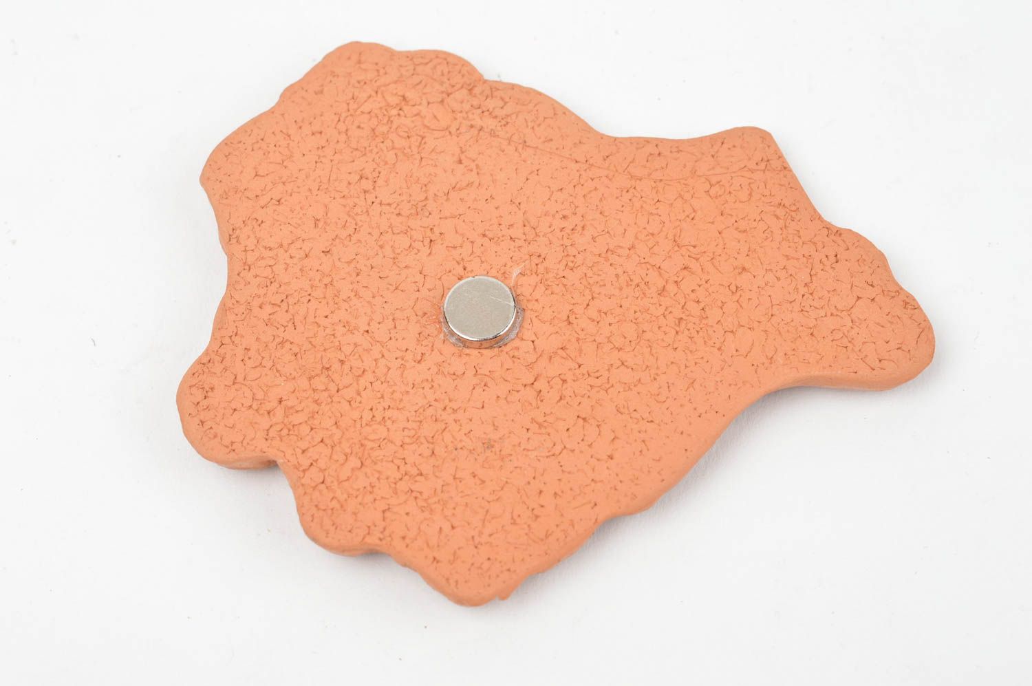 Magnet en céramique pour réfrigérateur insolite brun fait main décoratif photo 4