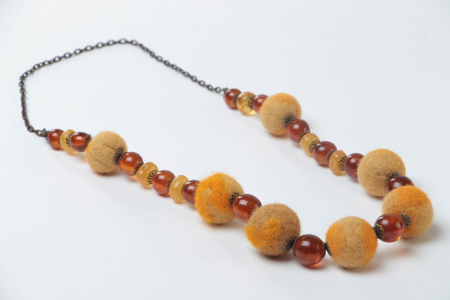 Handmade stylish woolen necklace beaded necklace amber necklace present for her photo 3
