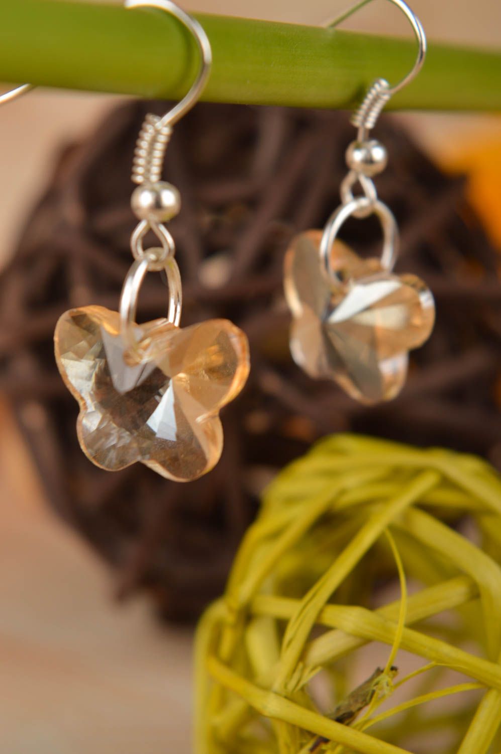 Ohrringe aus Glas handmade Schmetterling Ohrringe Modeschmuck Ohrhänger  foto 5