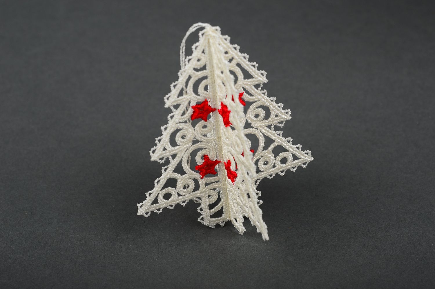 Игрушка на елку handmade декор для дома новогоднее украшение белая елочка фото 3