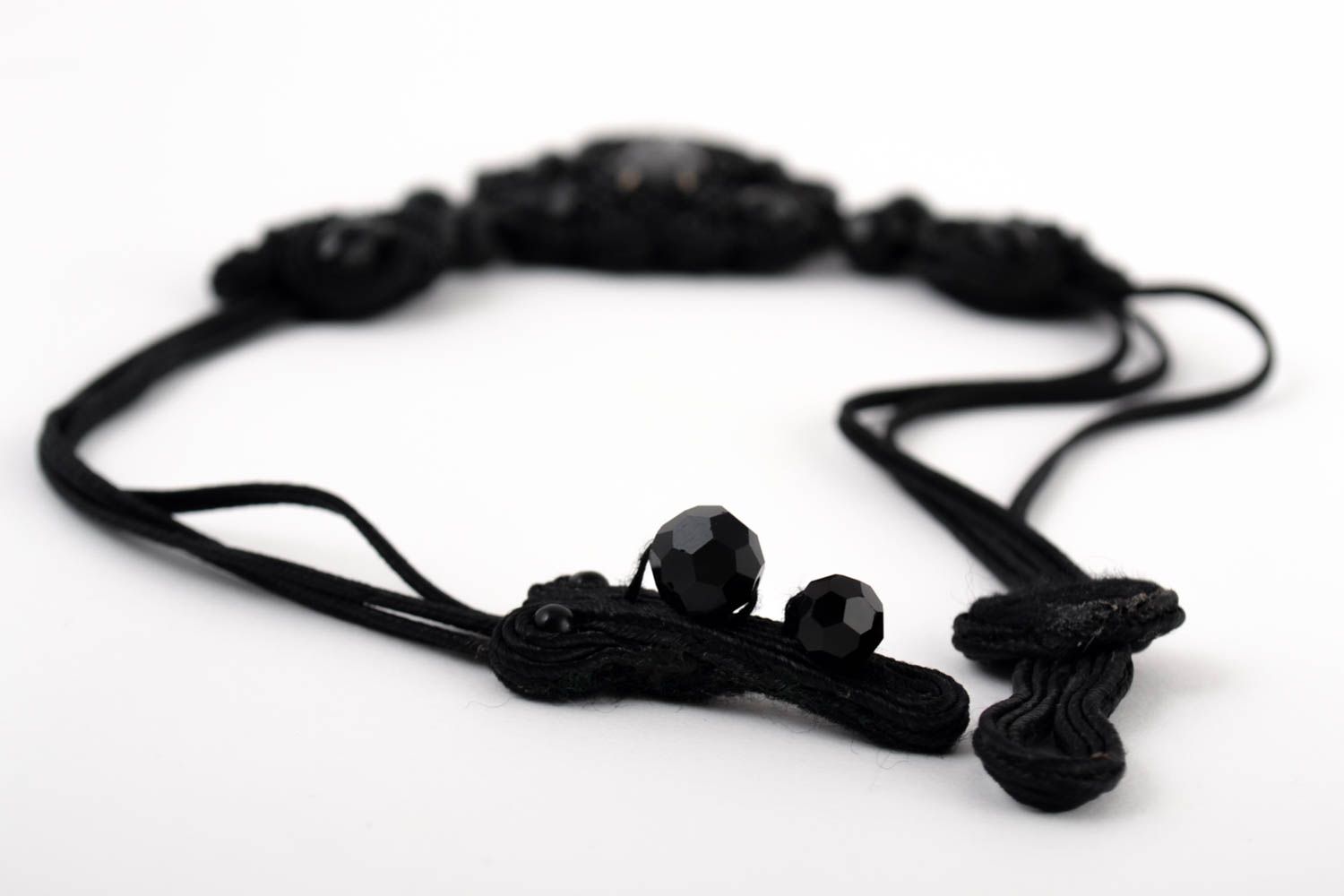 Handmade schwarze Damen Halskette Halsschmuck für Damen Schmuck Collier bestickt foto 4