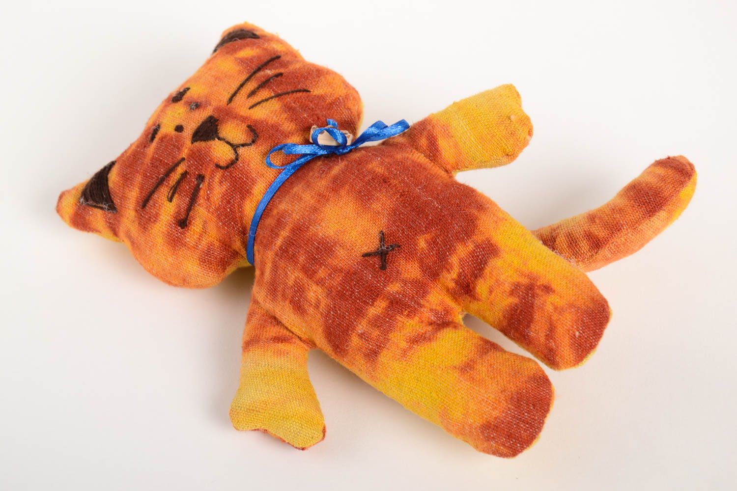 Handmade Kuscheltier Katze rot Stoff Spielzeug Geschenk für Kinder niedlich foto 1