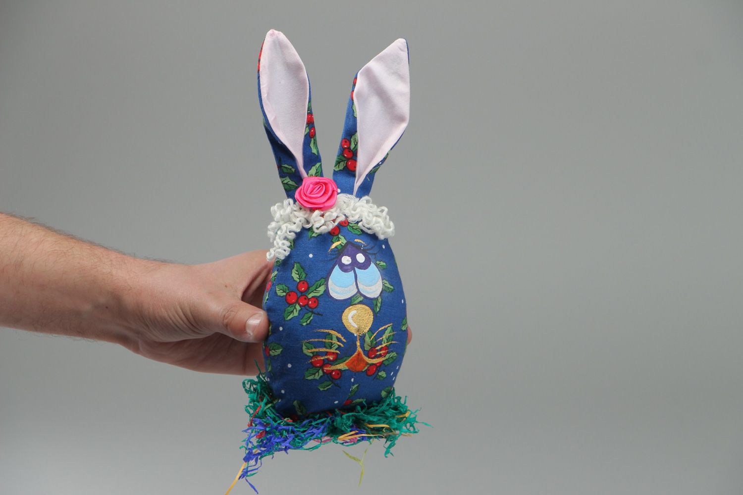 Juguete de peluche artesanal conejo de Pascua de tela pequeño blando foto 4